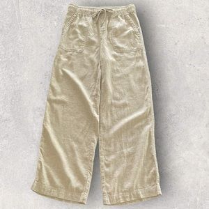 Gap Tan/Cream/Ivory Linen Blend Wide Leg Drawstrings Pants Size Small